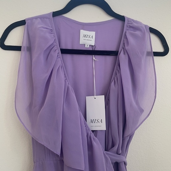 Misa Los Angeles Liliac Ilune Wrap dress ruffle tiered sleeveless midi S NWT - Picture 8 of 12